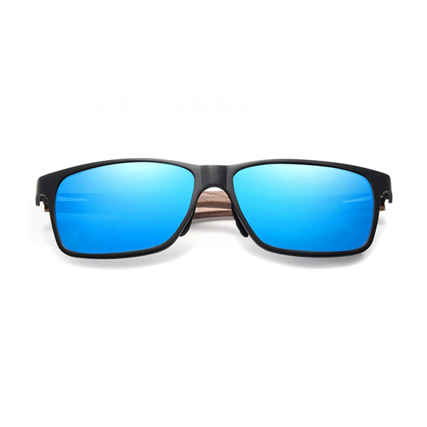 KingSeven UV400 Sunglasses - Aluminium/Wood - Black & Blue